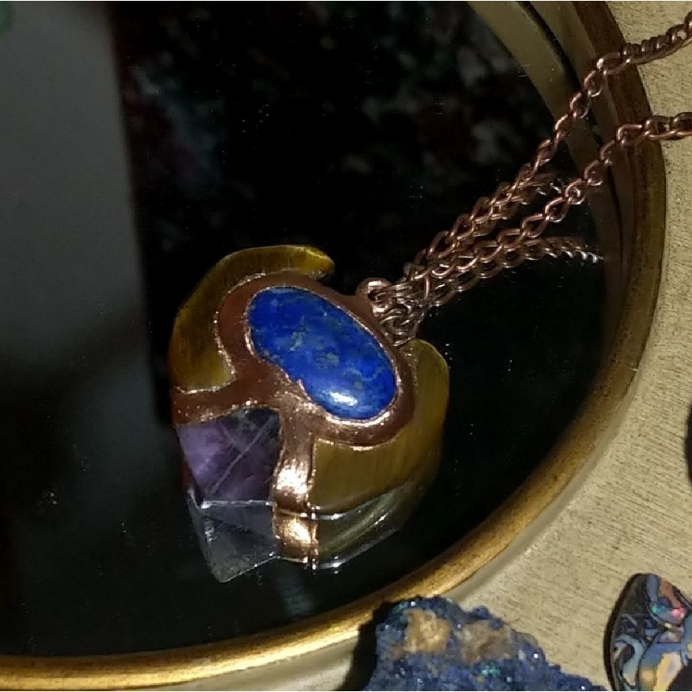 'Going Batty' Tigers Eye Bat Necklace - Picture 2 of 5